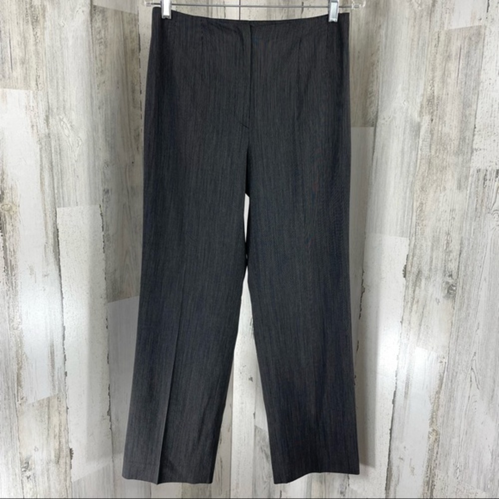 Piazza Sempione Women's Black White Stripes Wool Blend Sophia Work Dress Pants